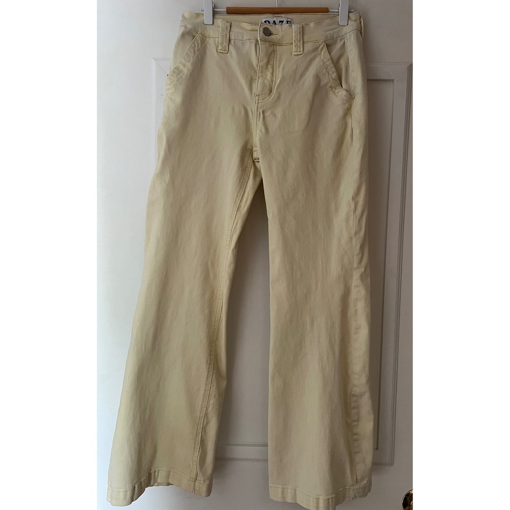 DAZE Denim Womens 27 High Waisted Wide Leg Pants Yellow Flare Jeans 27x28x10